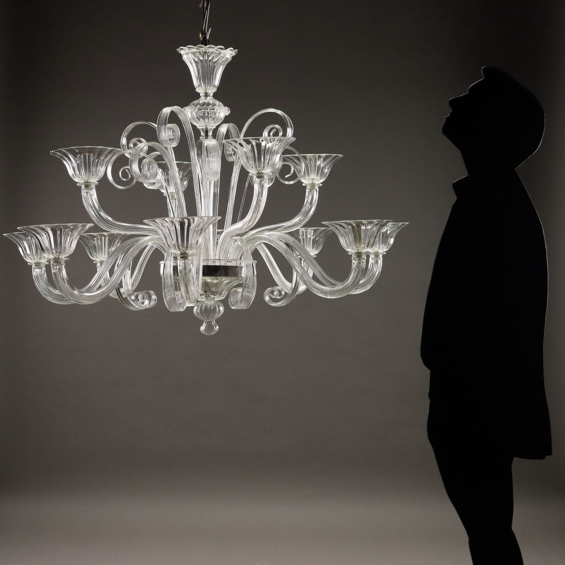 Antique Chandelier Blown Glass 12 Lights Venice Italy XX Century - Murano, XX Century | Modernism  Lighting