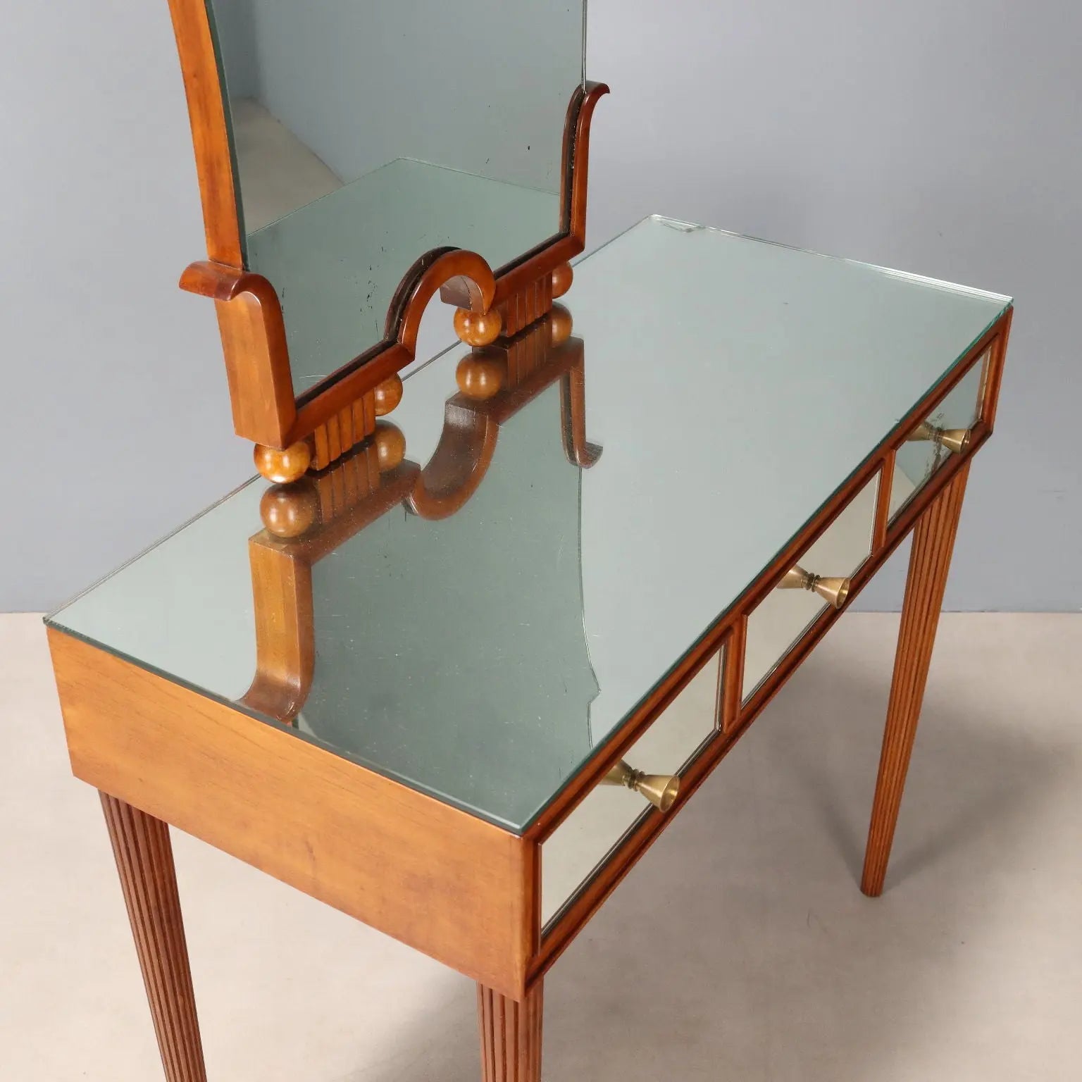 Vintage Dressing Table Painted Mahogany Mirror Italy XX Century | Modernism | Complete Furniture