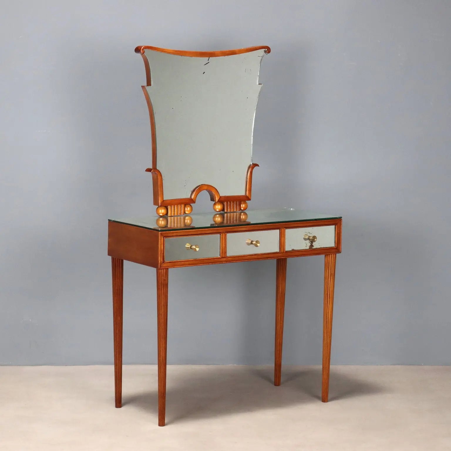 Vintage Dressing Table Painted Mahogany Mirror Italy XX Century | Modernism | Complete Furniture