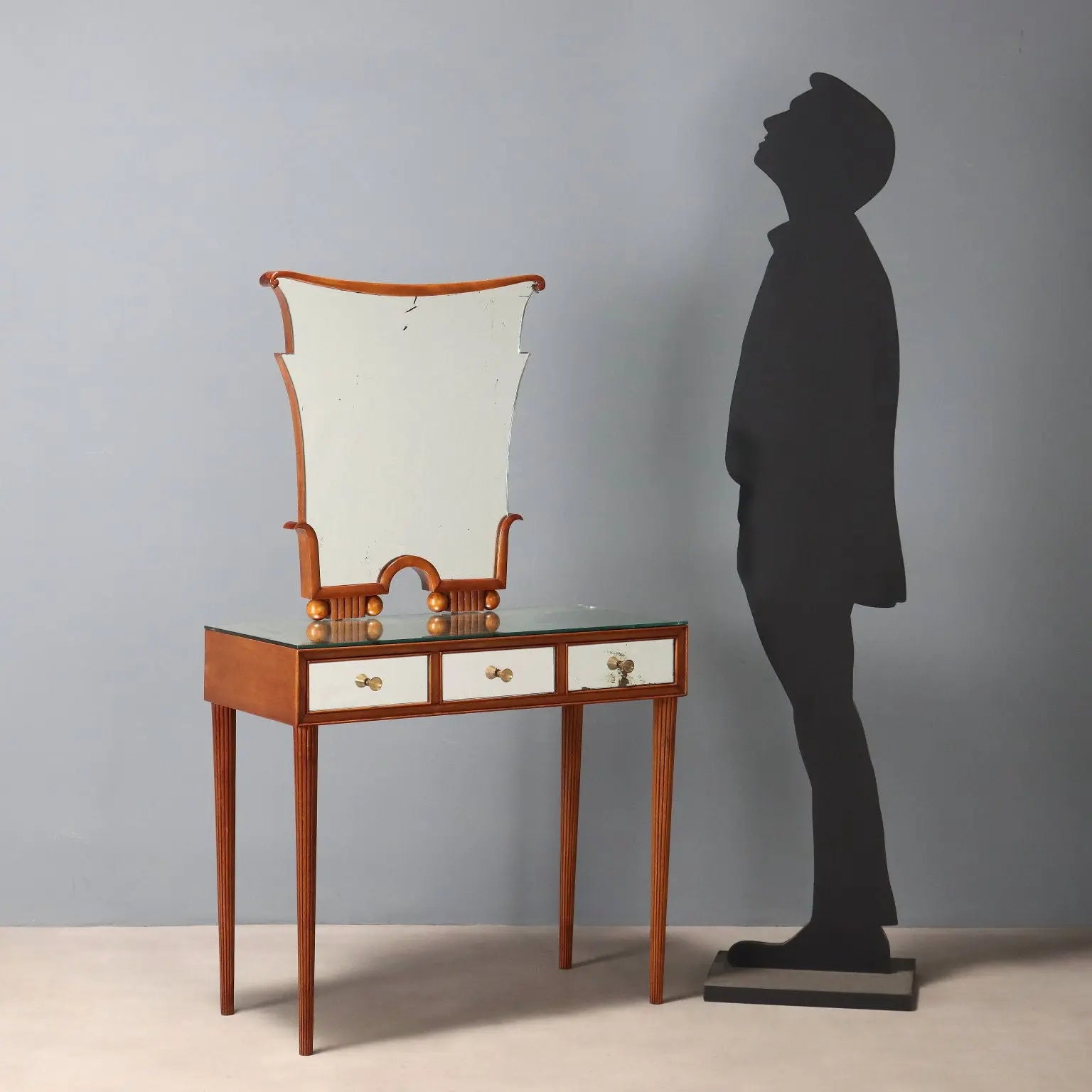 Vintage Dressing Table Painted Mahogany Mirror Italy XX Century | Modernism | Complete Furniture