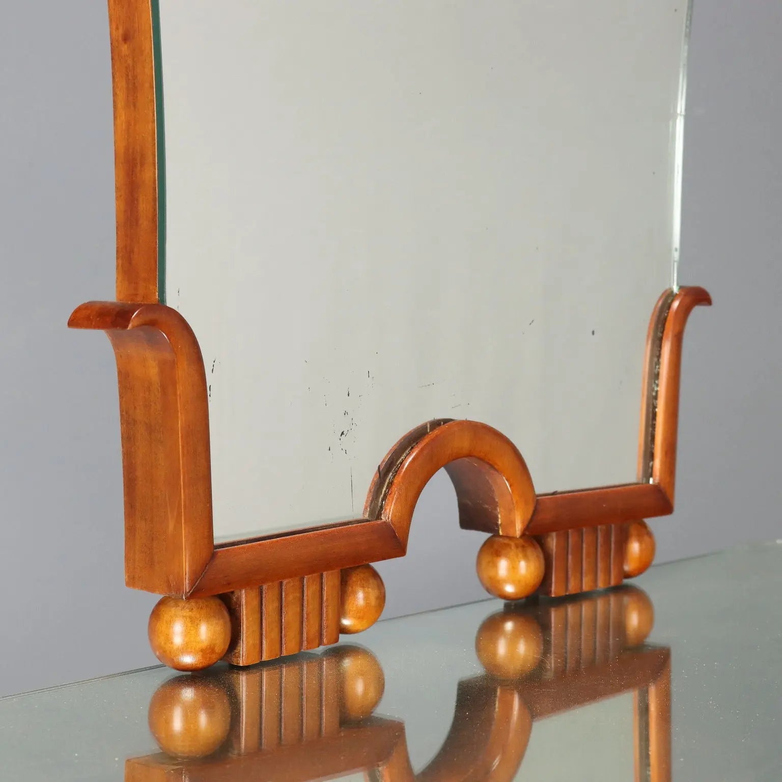 Vintage Dressing Table Painted Mahogany Mirror Italy XX Century | Modernism | Complete Furniture