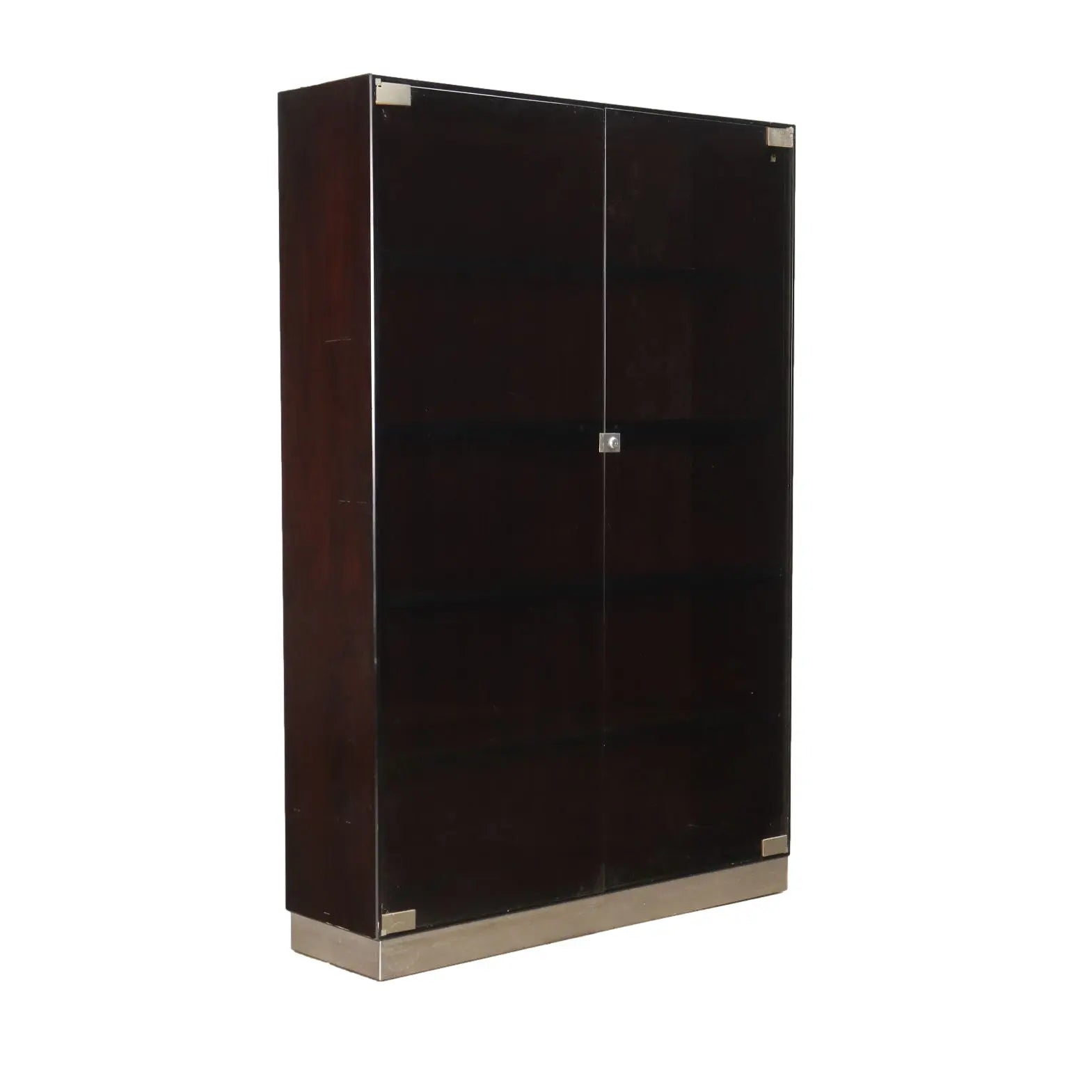 Vintage Showcase from the 1970s Exotic Wood Veneered Smoked Glass | Modernism | Bookcases