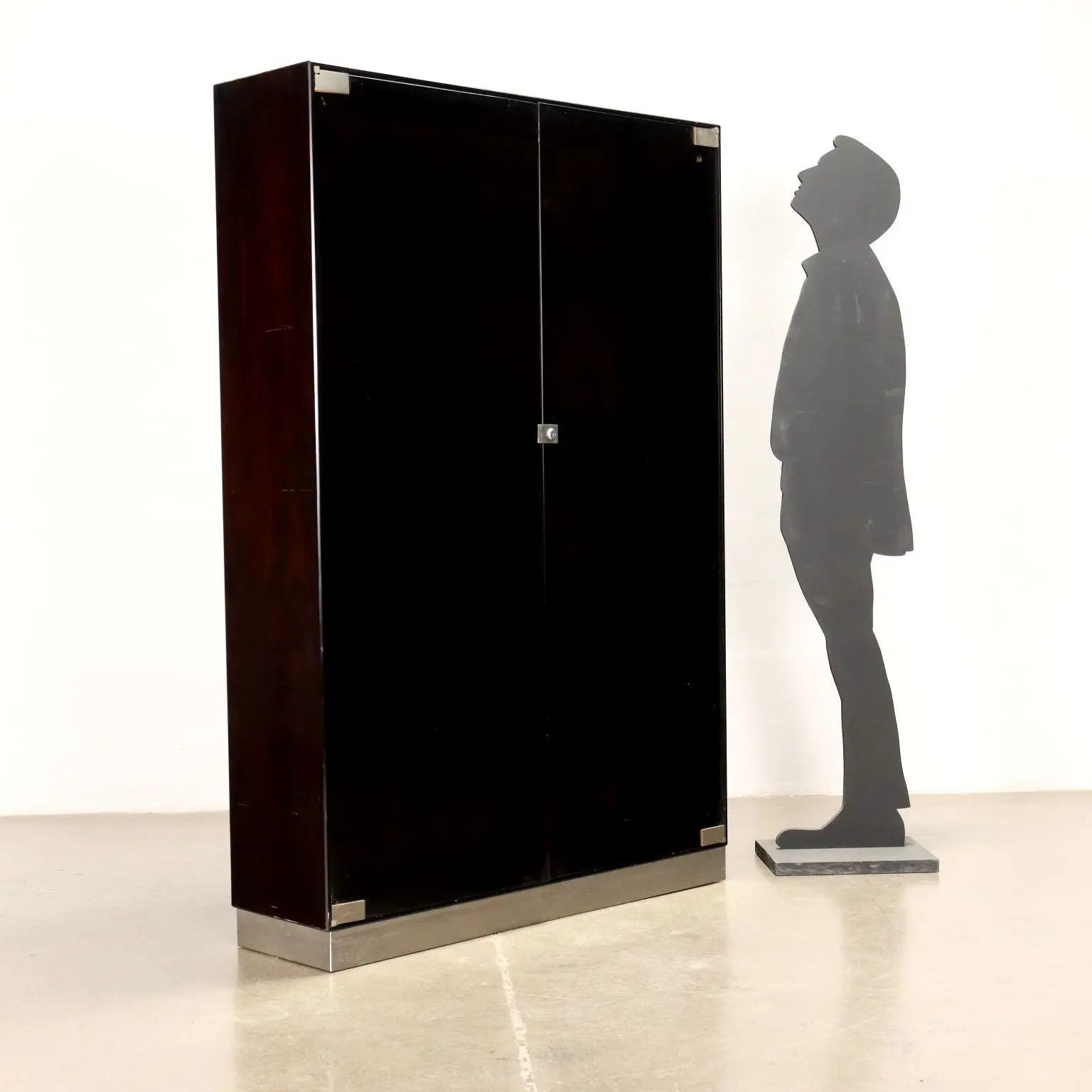 Vintage Showcase from the 1970s Exotic Wood Veneered Smoked Glass | Modernism | Bookcases