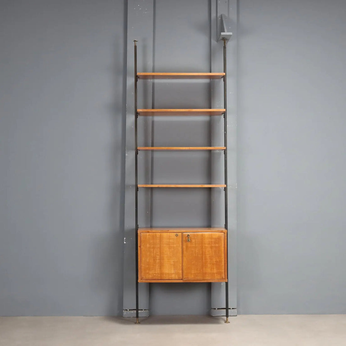 Vintage Bookcase Mahogany Veneer Design Italy 1950s-1960s