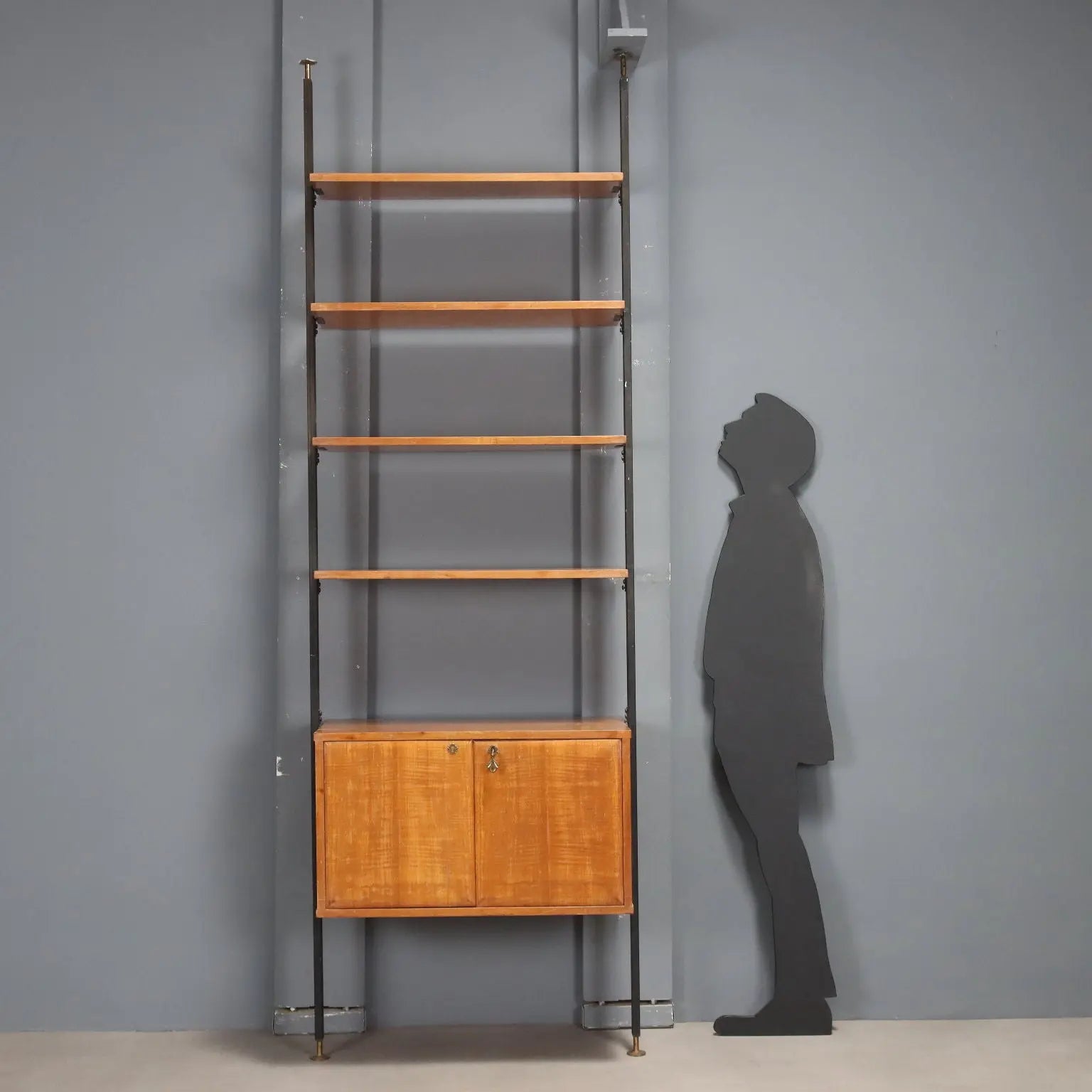 Vintage Bookcase Mahogany Veneer Design Italy 1950s-1960s
