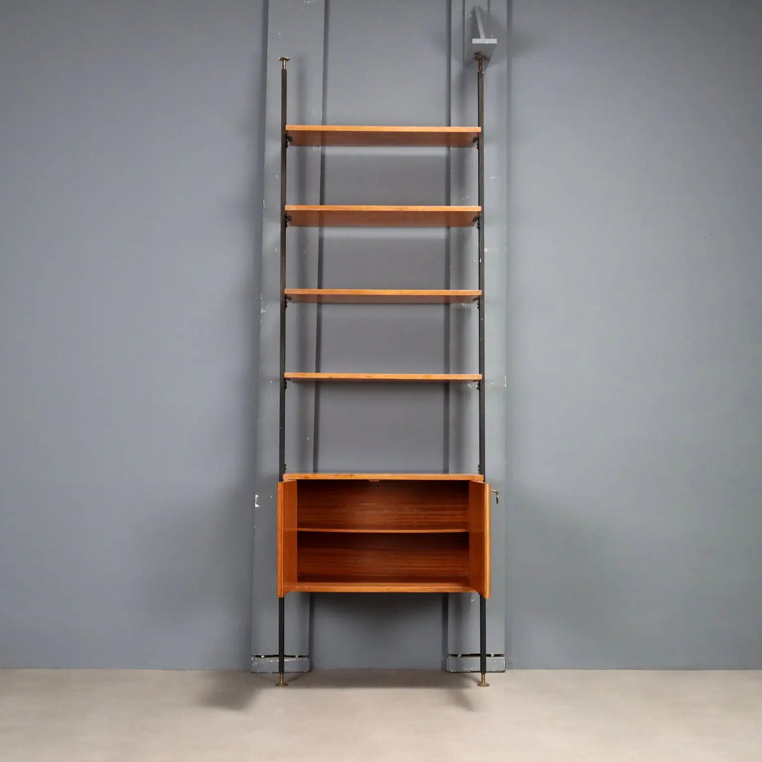 Vintage Bookcase Mahogany Veneer Design Italy 1950s-1960s