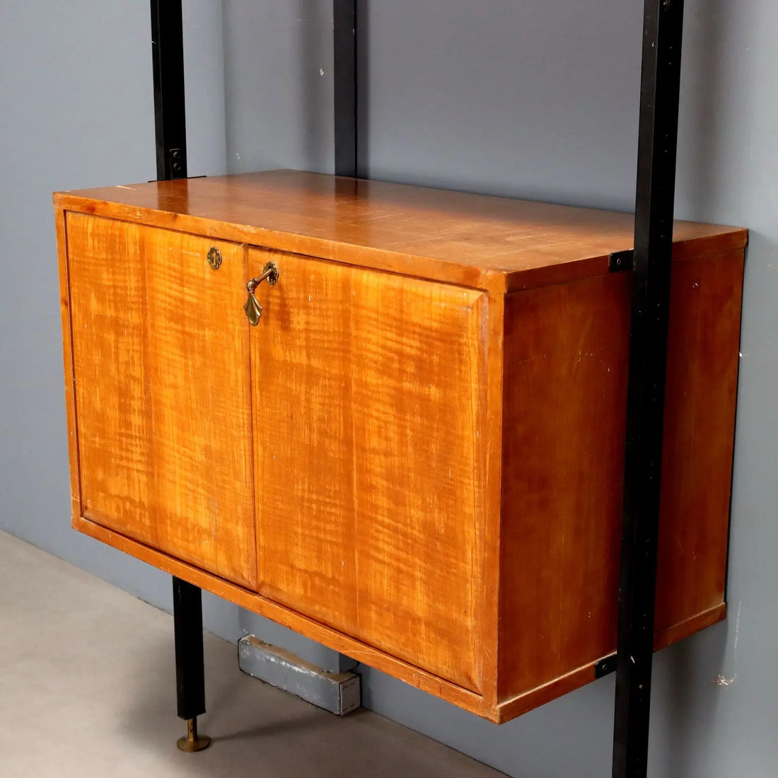 Vintage Bookcase Mahogany Veneer Design Italy 1950s-1960s