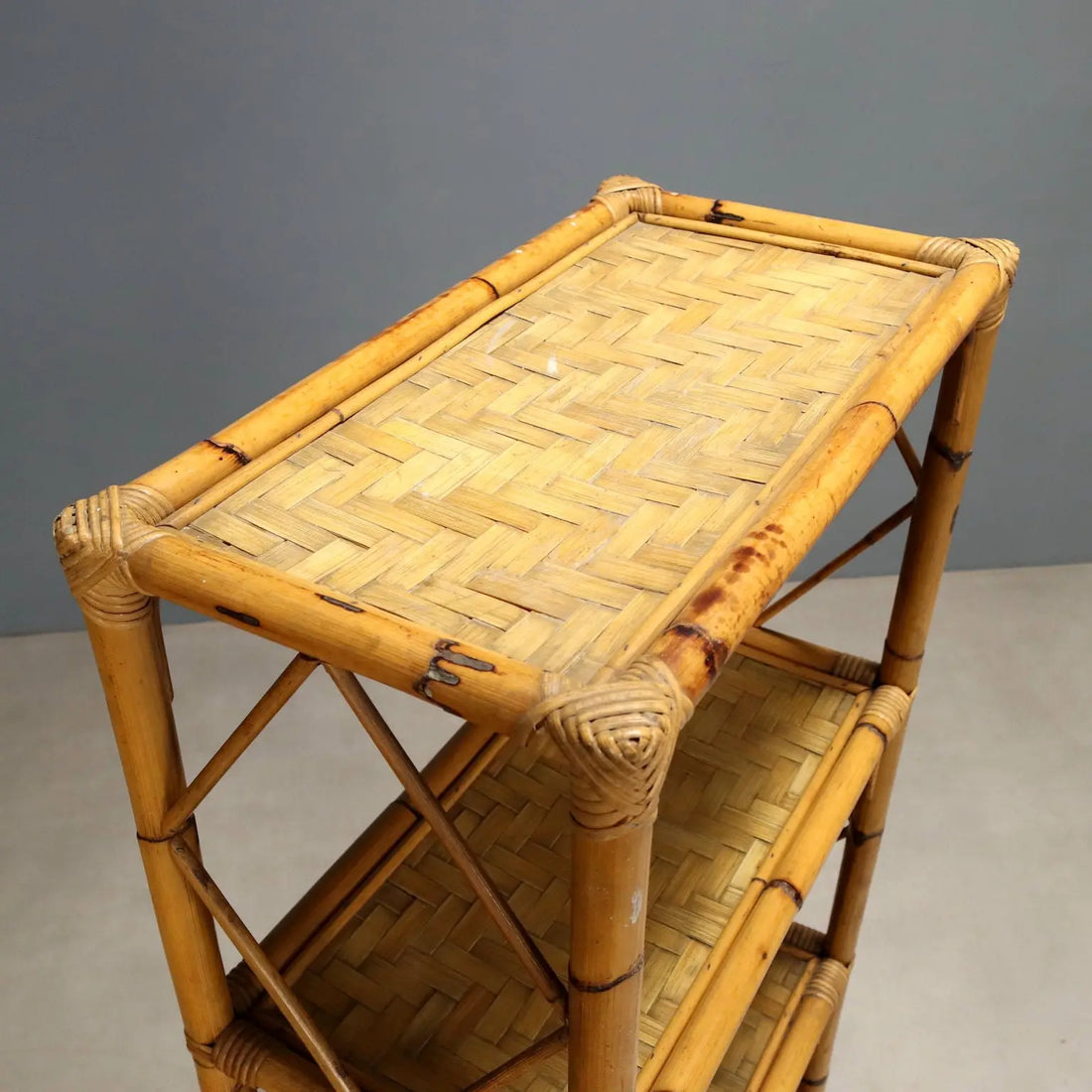 Vintage Bamboo Bookcase Wicker Design Italy 1980s | Modernism | Bookcases