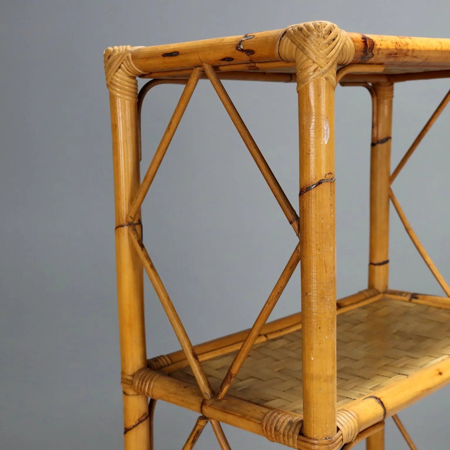 Vintage Bamboo Bookcase Wicker Design Italy 1980s | Modernism | Bookcases