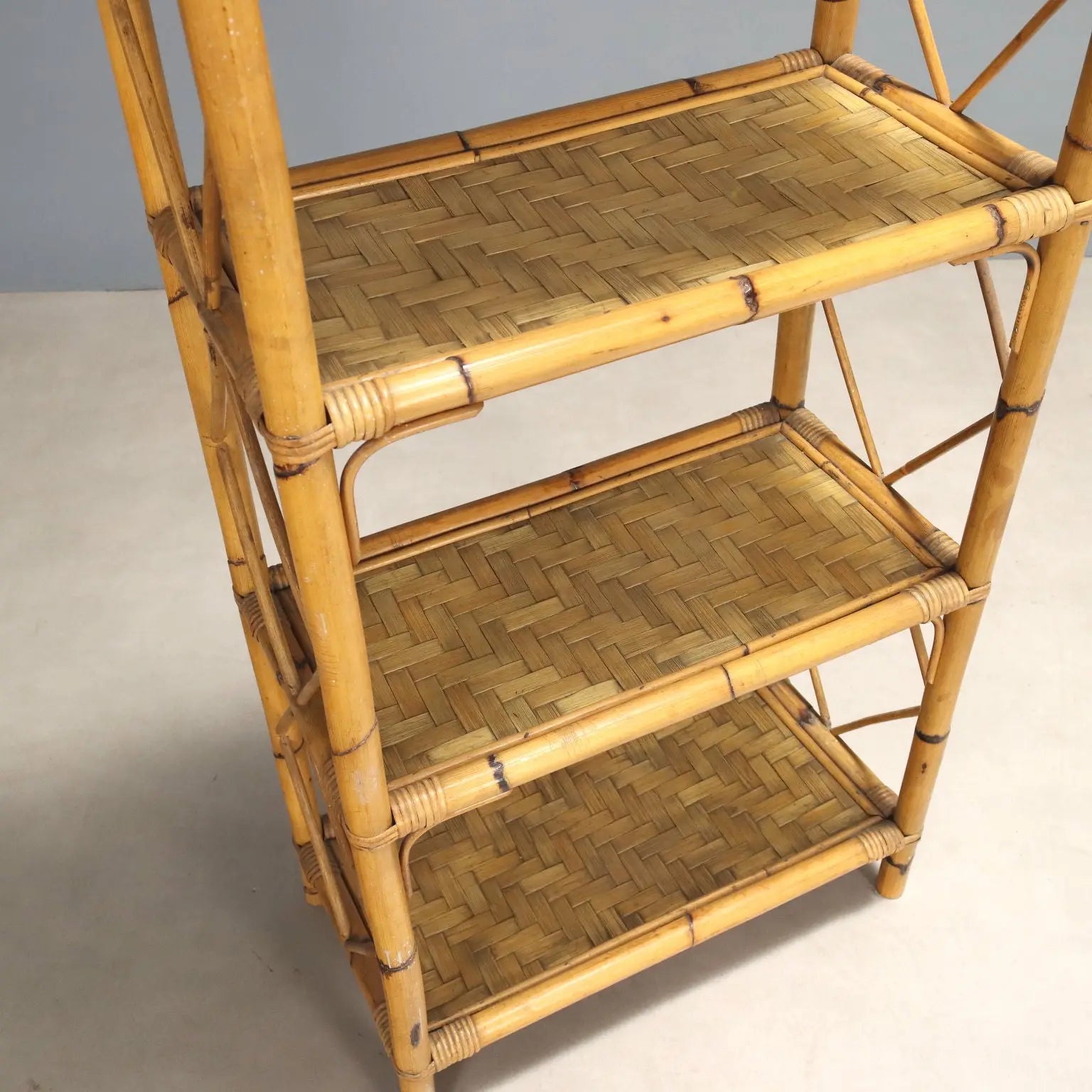 Vintage Bamboo Bookcase Wicker Design Italy 1980s | Modernism | Bookcases