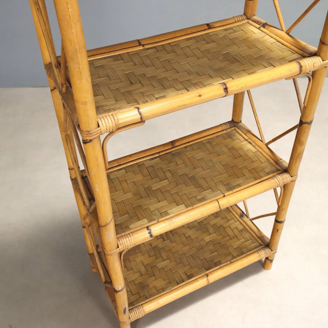 Vintage Bamboo Bookcase Wicker Design Italy 1980s | Modernism | Bookcases