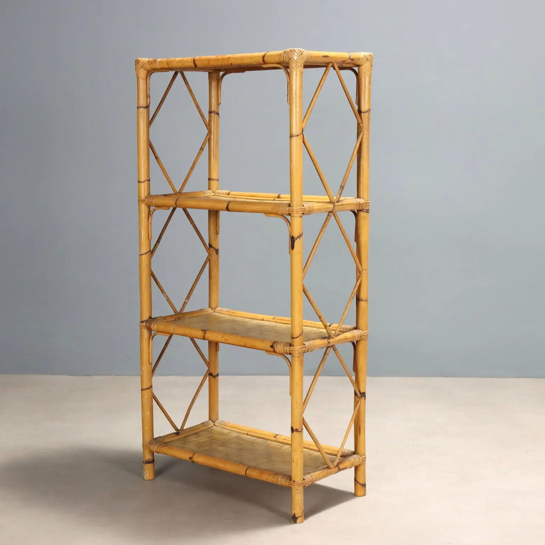 Vintage Bamboo Bookcase Wicker Design Italy 1980s | Modernism | Bookcases