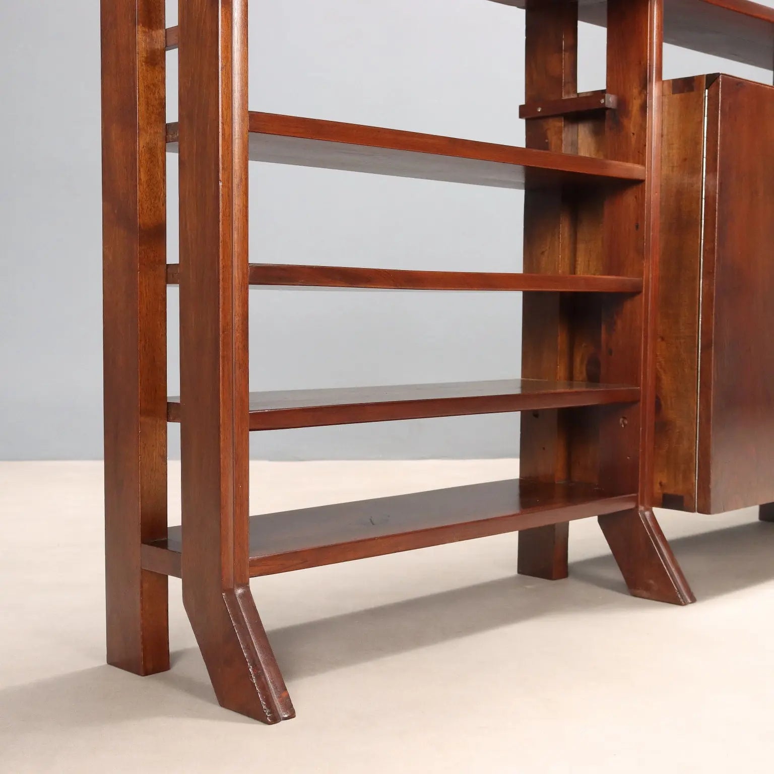 Vintage Bookcase Walnut with Shelves Design Italy 1940s-1950s | Modernism | Bookcases