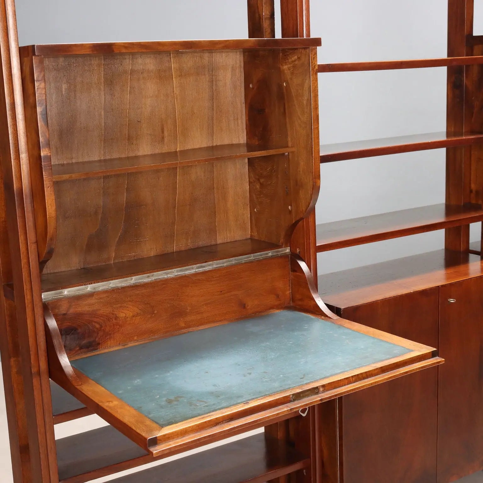 Vintage Bookcase Walnut with Shelves Design Italy 1940s-1950s | Modernism | Bookcases