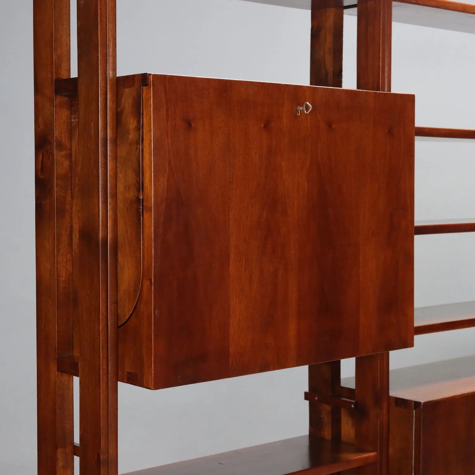 Vintage Bookcase Walnut with Shelves Design Italy 1940s-1950s | Modernism | Bookcases