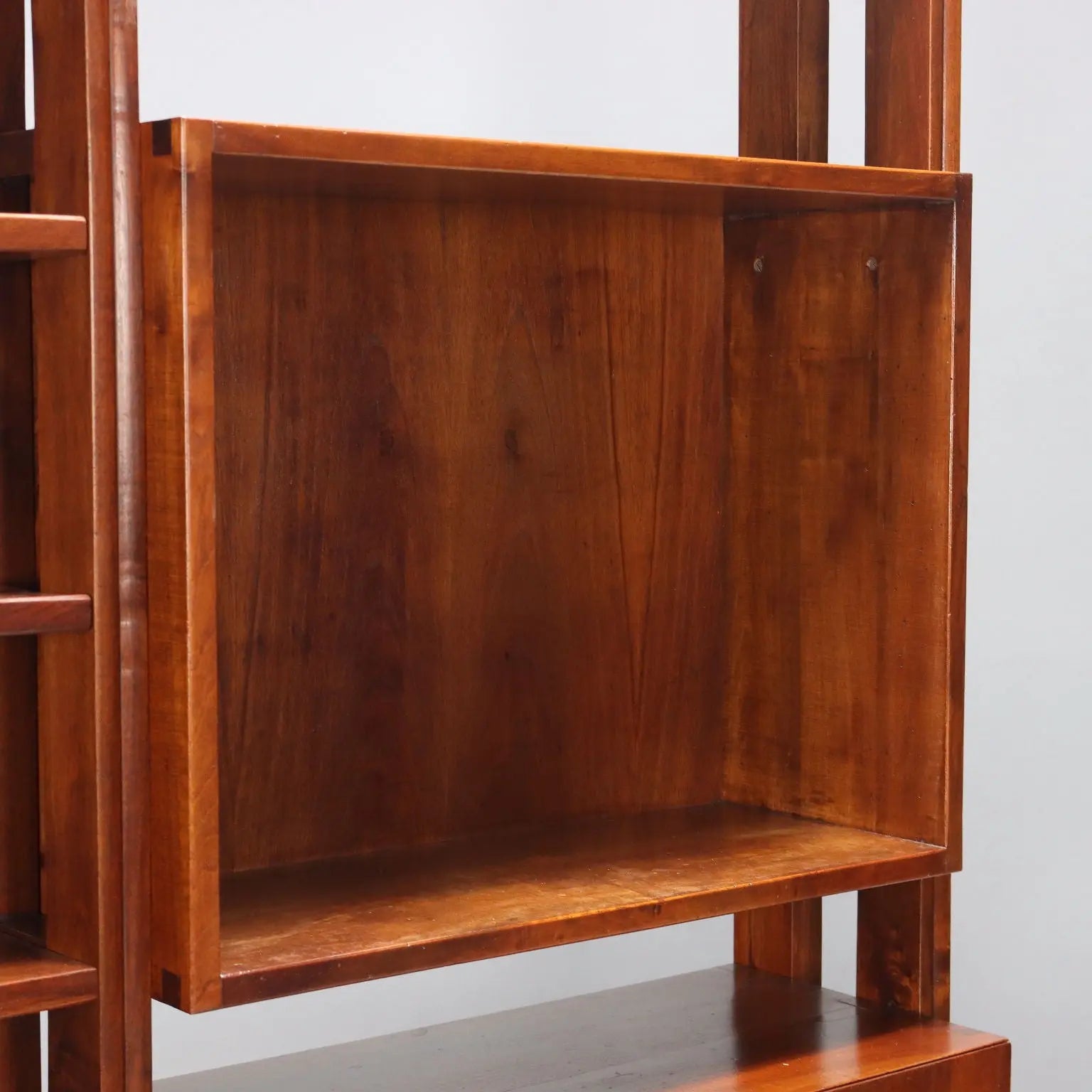 Vintage Bookcase Walnut with Shelves Design Italy 1940s-1950s | Modernism | Bookcases