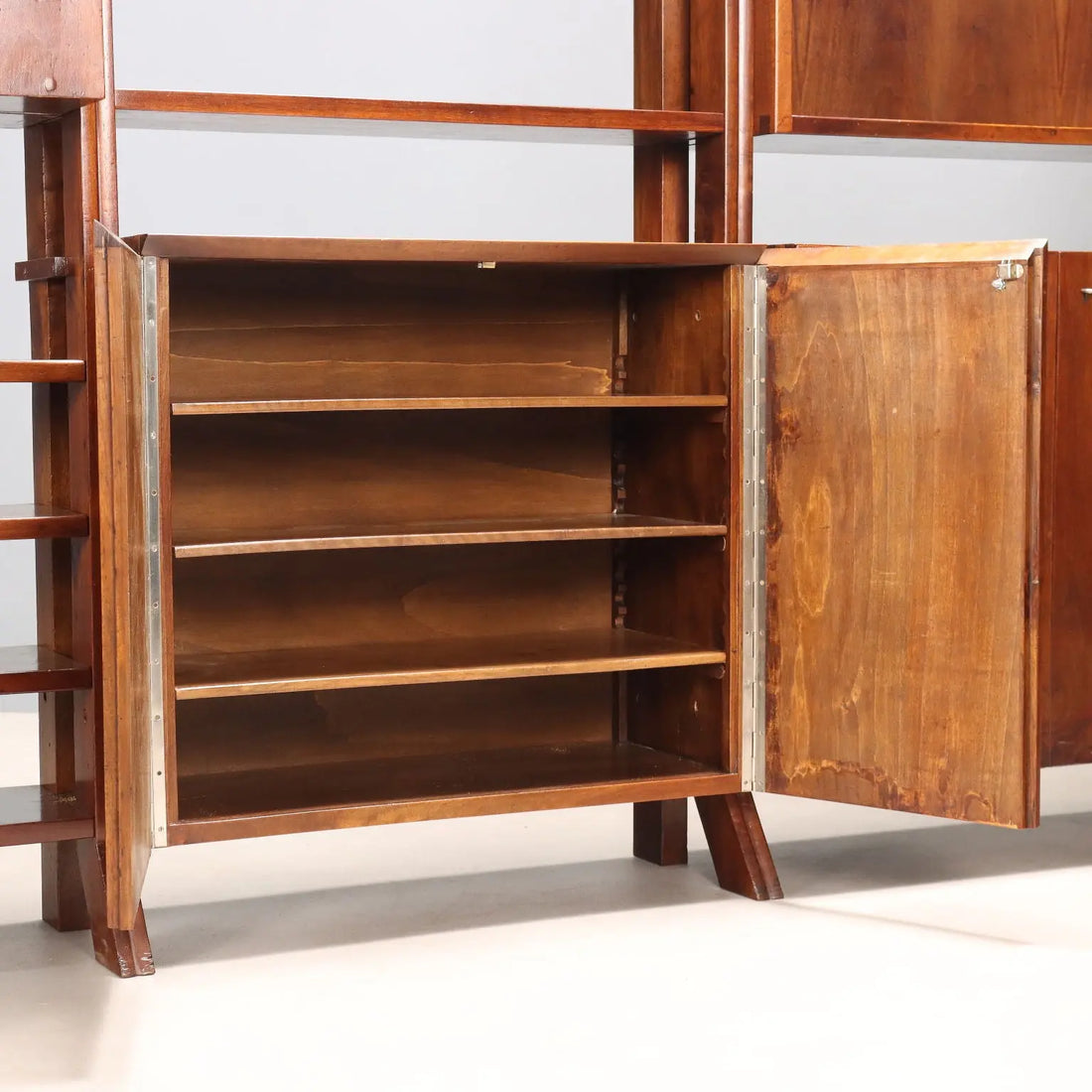 Vintage Bookcase Walnut with Shelves Design Italy 1940s-1950s | Modernism | Bookcases