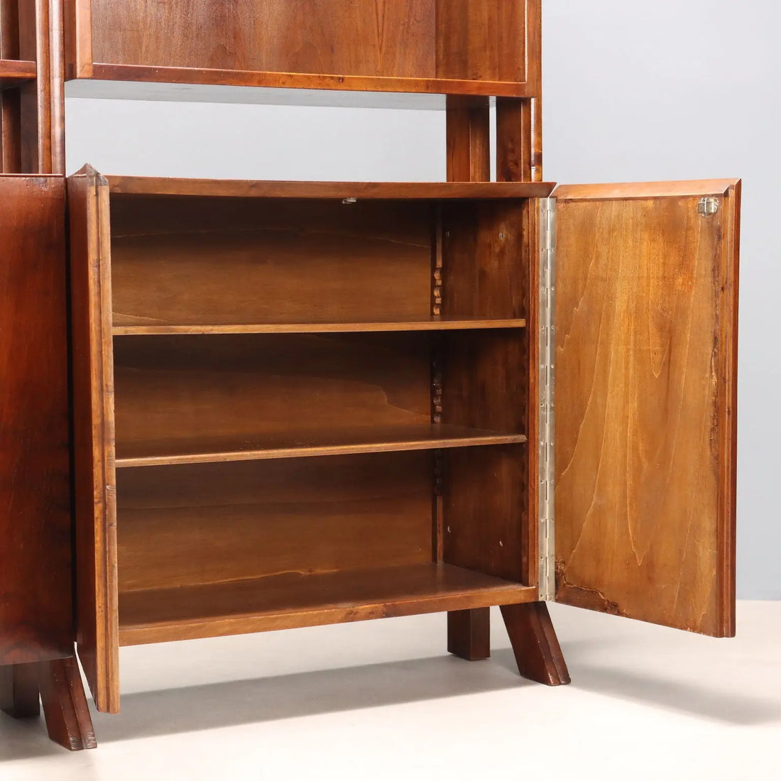 Vintage Bookcase Walnut with Shelves Design Italy 1940s-1950s | Modernism | Bookcases