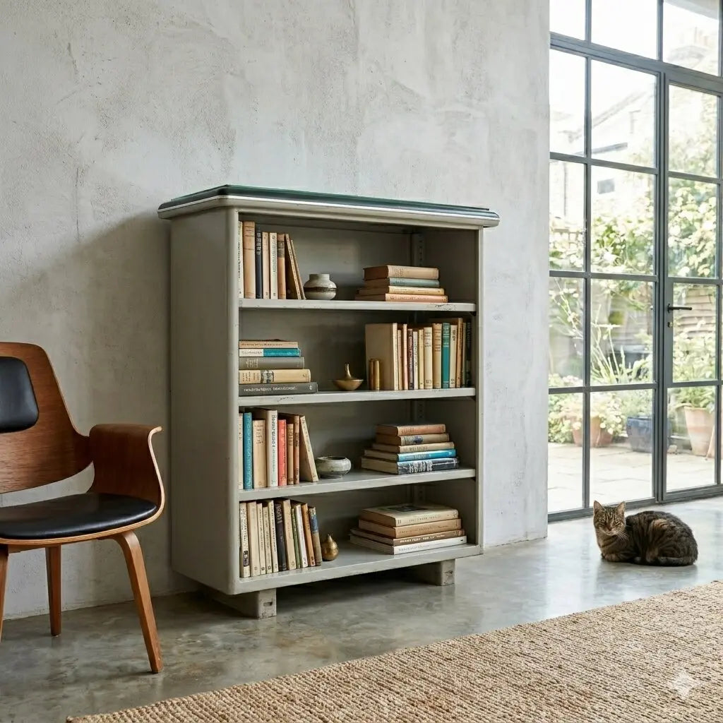 1960s Enameled Metal Bookcase - Mid-Century Modern