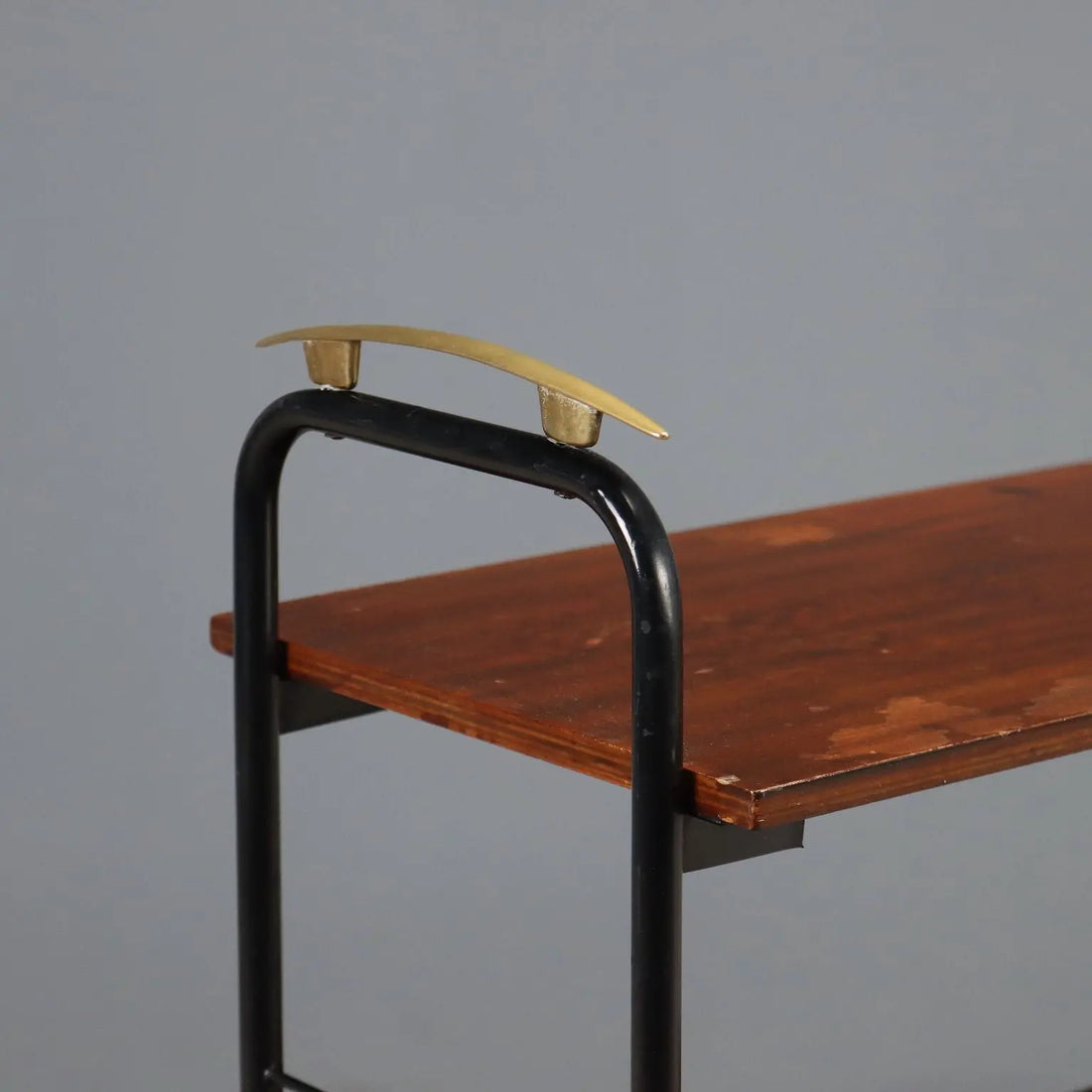 Small Vintage Bookcase Mahogany Veneer Metal 1960s