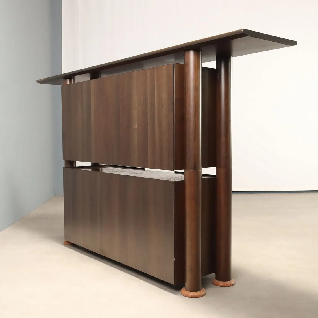 Vintage Cupboard Tanganyka Walnut Marble Design Italy 1980s