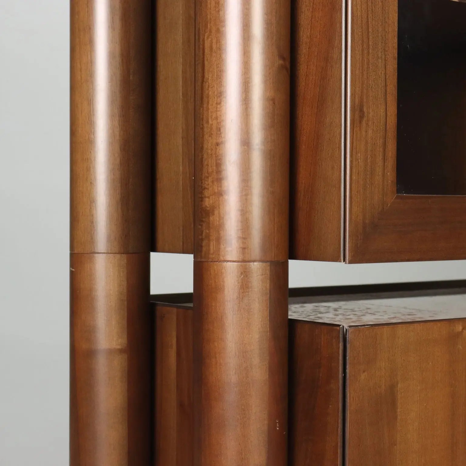 Vintage Cupboard Tanganyka Walnut Marble Design Italy 1980s