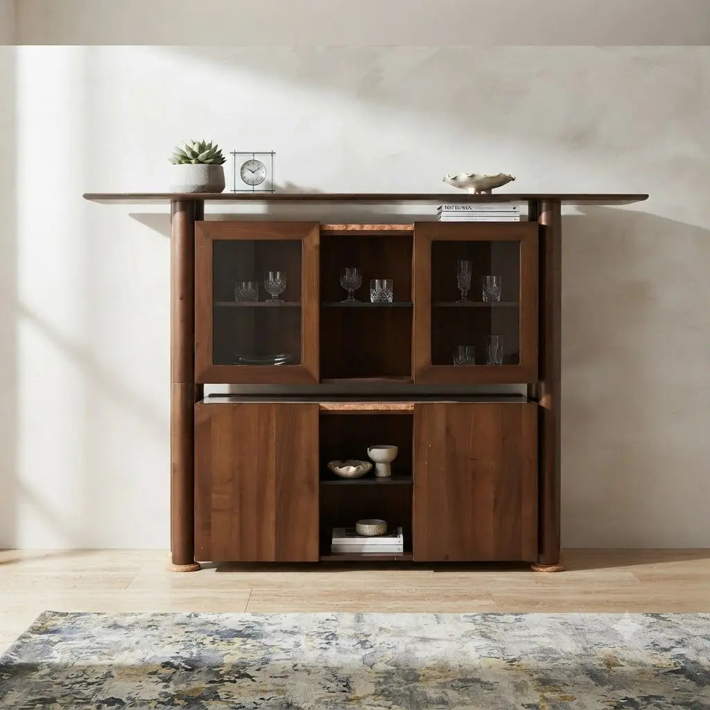 Vintage Cupboard Tanganyka Walnut Marble Design Italy 1980s