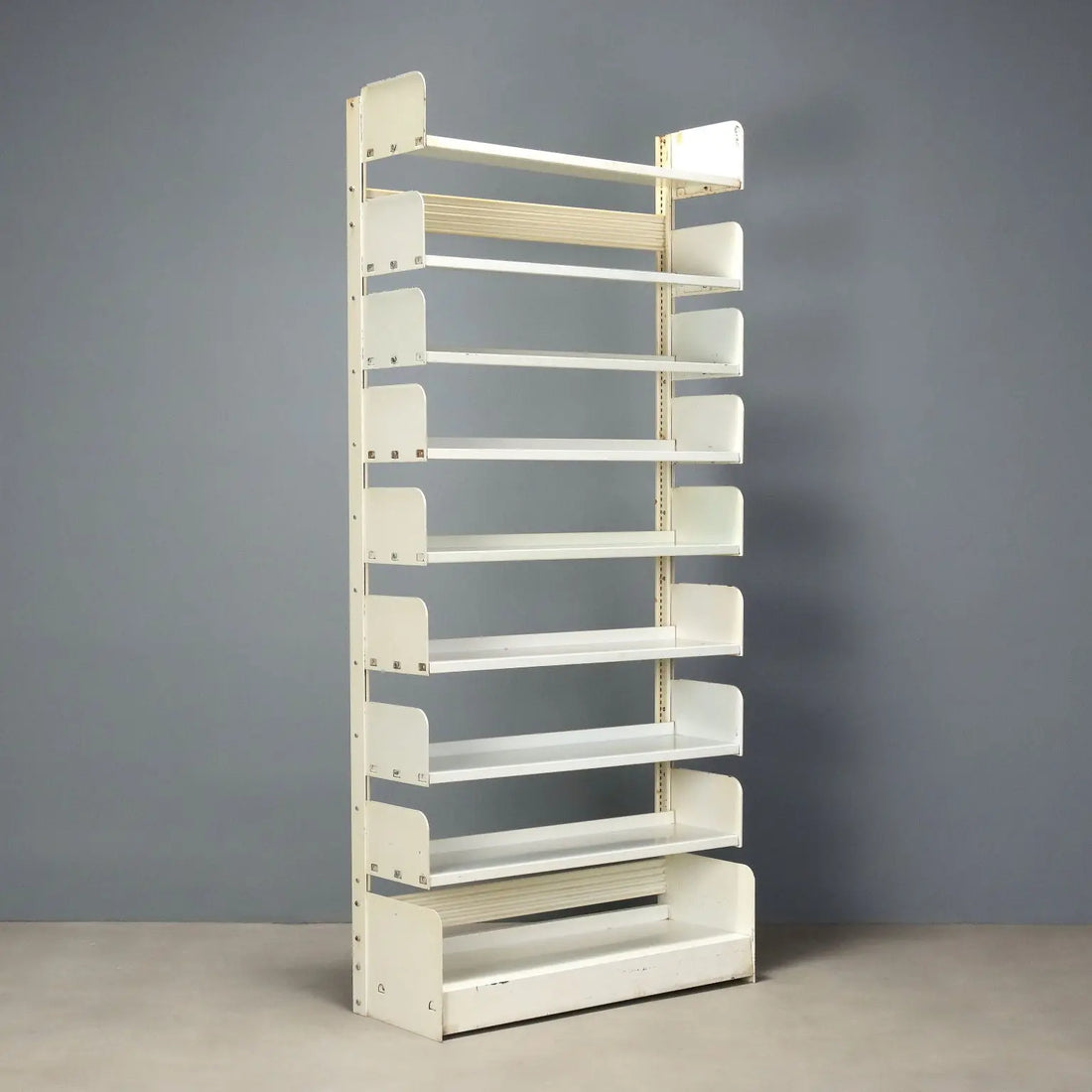 Vintage Bookcase White Lacquered Metal Design Italy 1970s