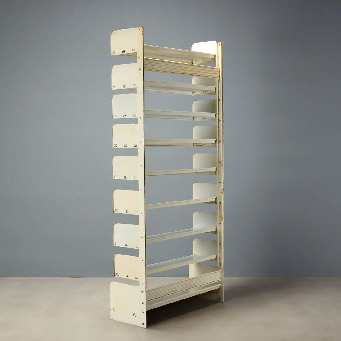 Vintage Bookcase White Lacquered Metal Design Italy 1970s