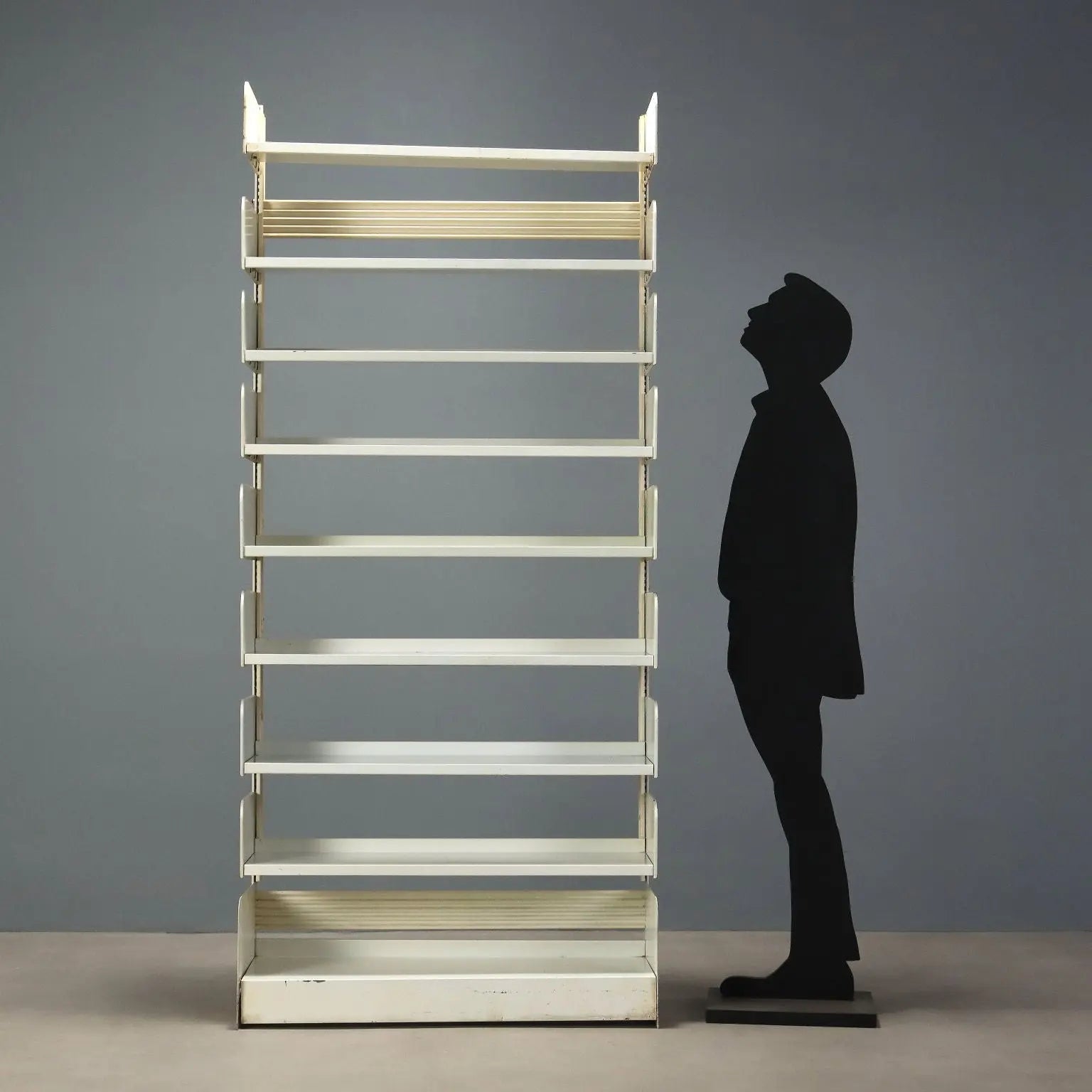 Vintage Bookcase White Lacquered Metal Design Italy 1970s