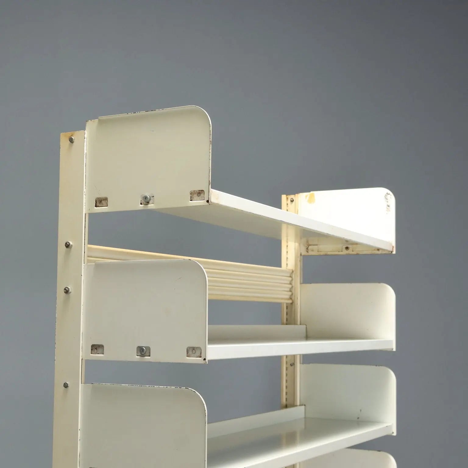 Vintage Bookcase White Lacquered Metal Design Italy 1970s
