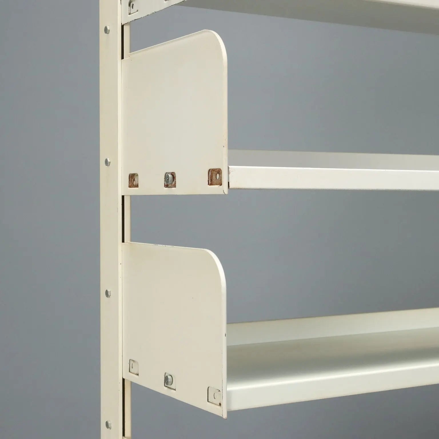 Vintage Bookcase White Lacquered Metal Design Italy 1970s
