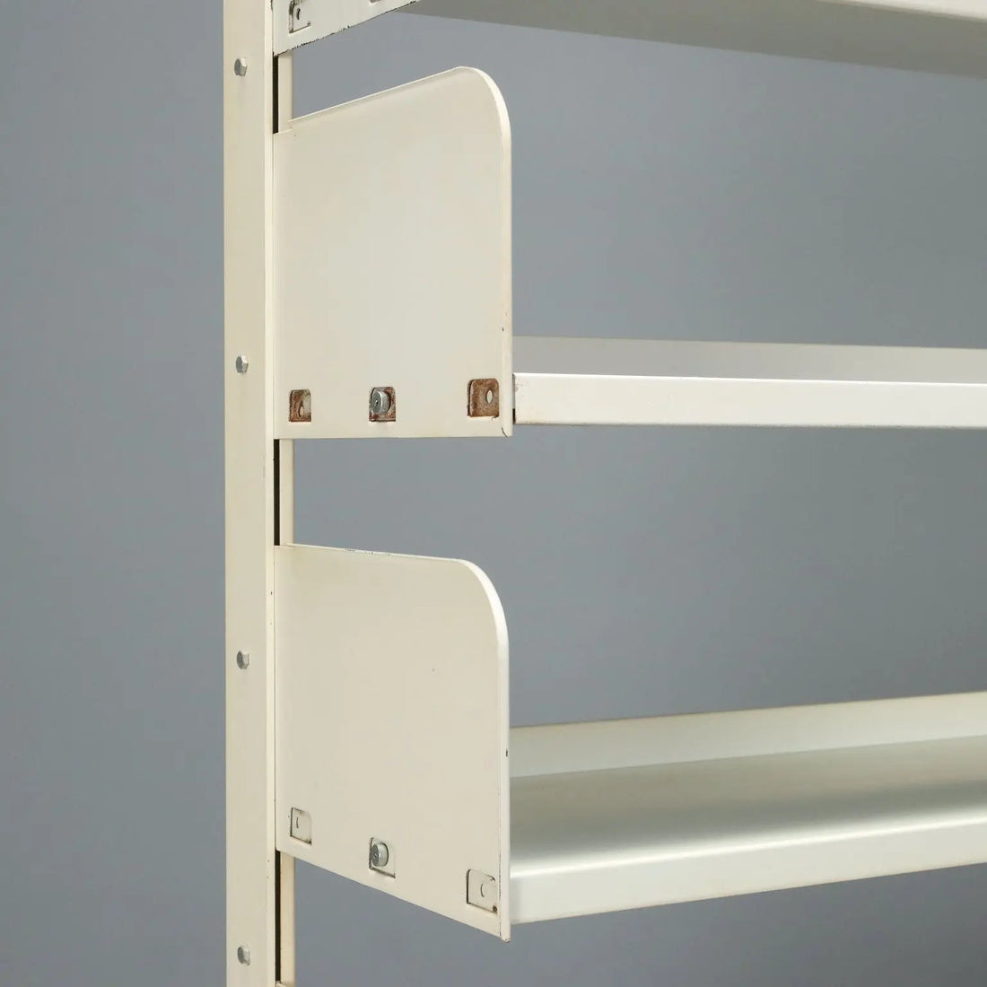 Vintage Bookcase White Lacquered Metal Design Italy 1970s