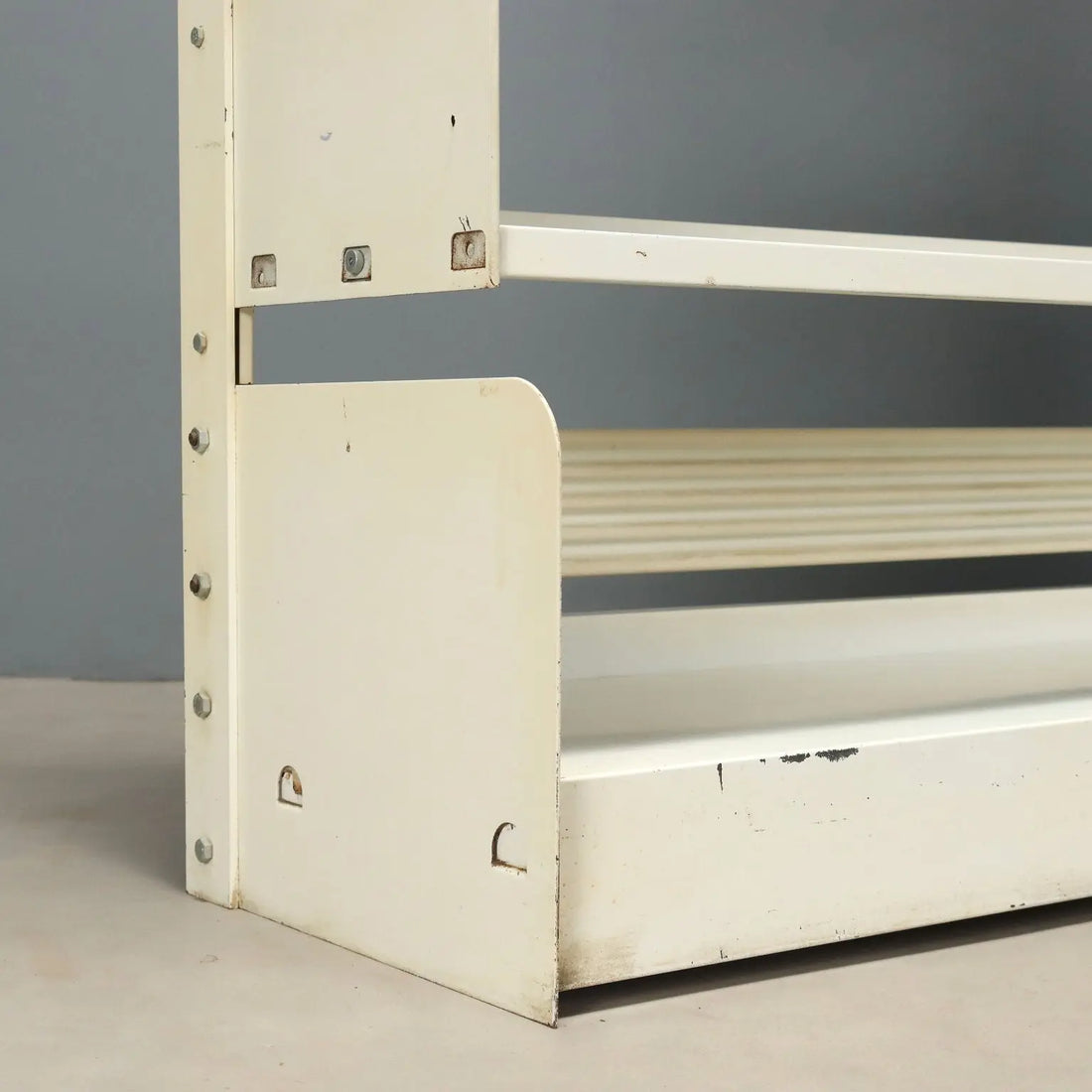 Vintage Bookcase White Lacquered Metal Design Italy 1970s