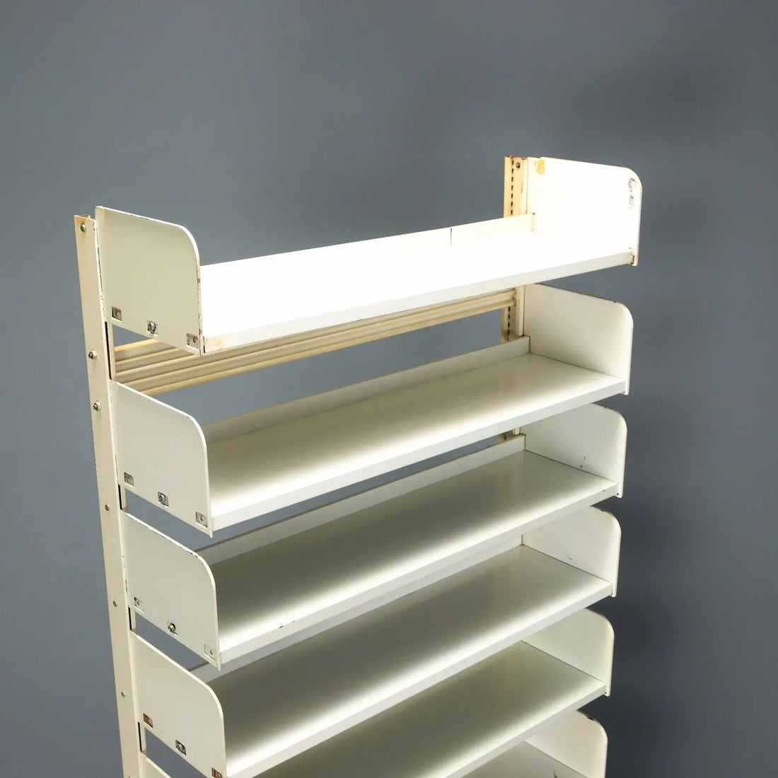 Vintage Bookcase White Lacquered Metal Design Italy 1970s