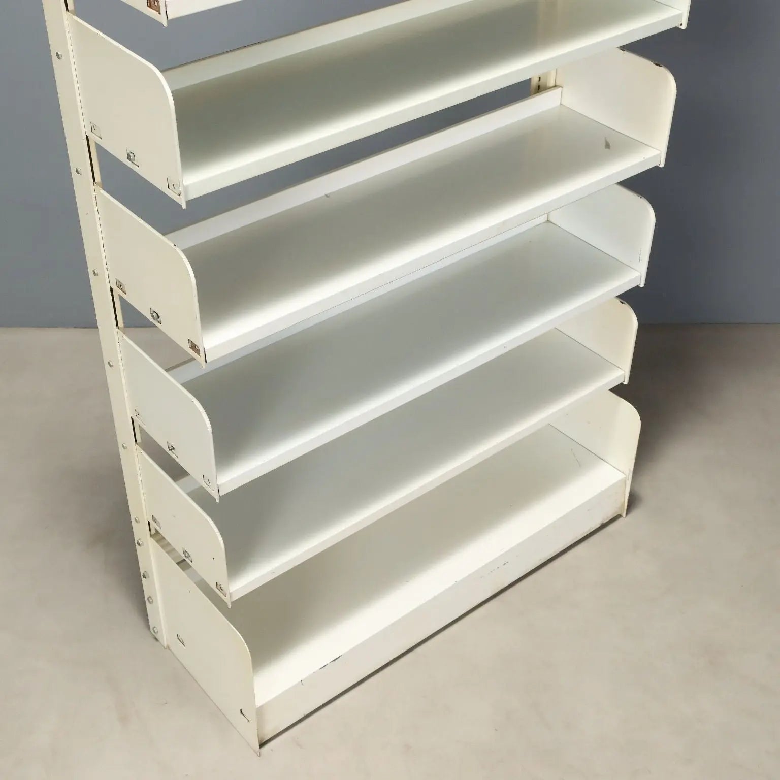 Vintage Bookcase White Lacquered Metal Design Italy 1970s