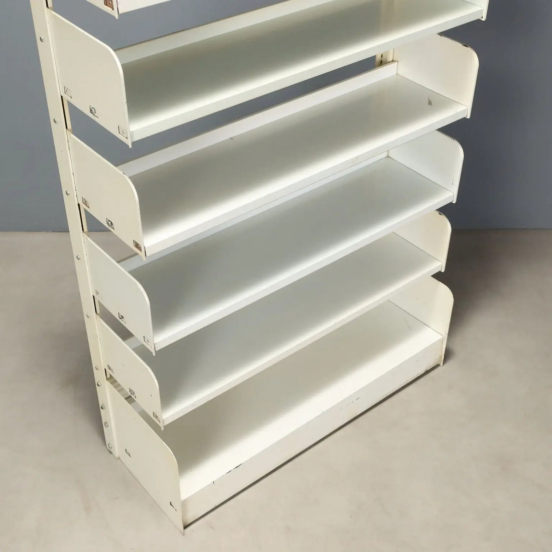 Vintage Bookcase White Lacquered Metal Design Italy 1970s