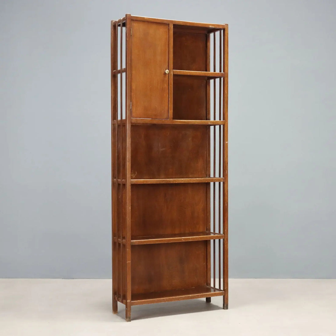 Vintage Bookcase Solid Beech Wood Poplar Design 1960s