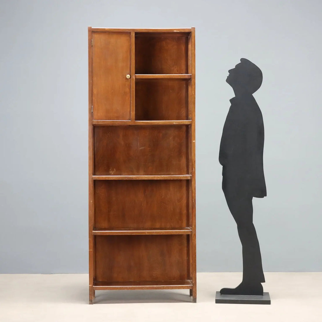 Vintage Bookcase Solid Beech Wood Poplar Design 1960s