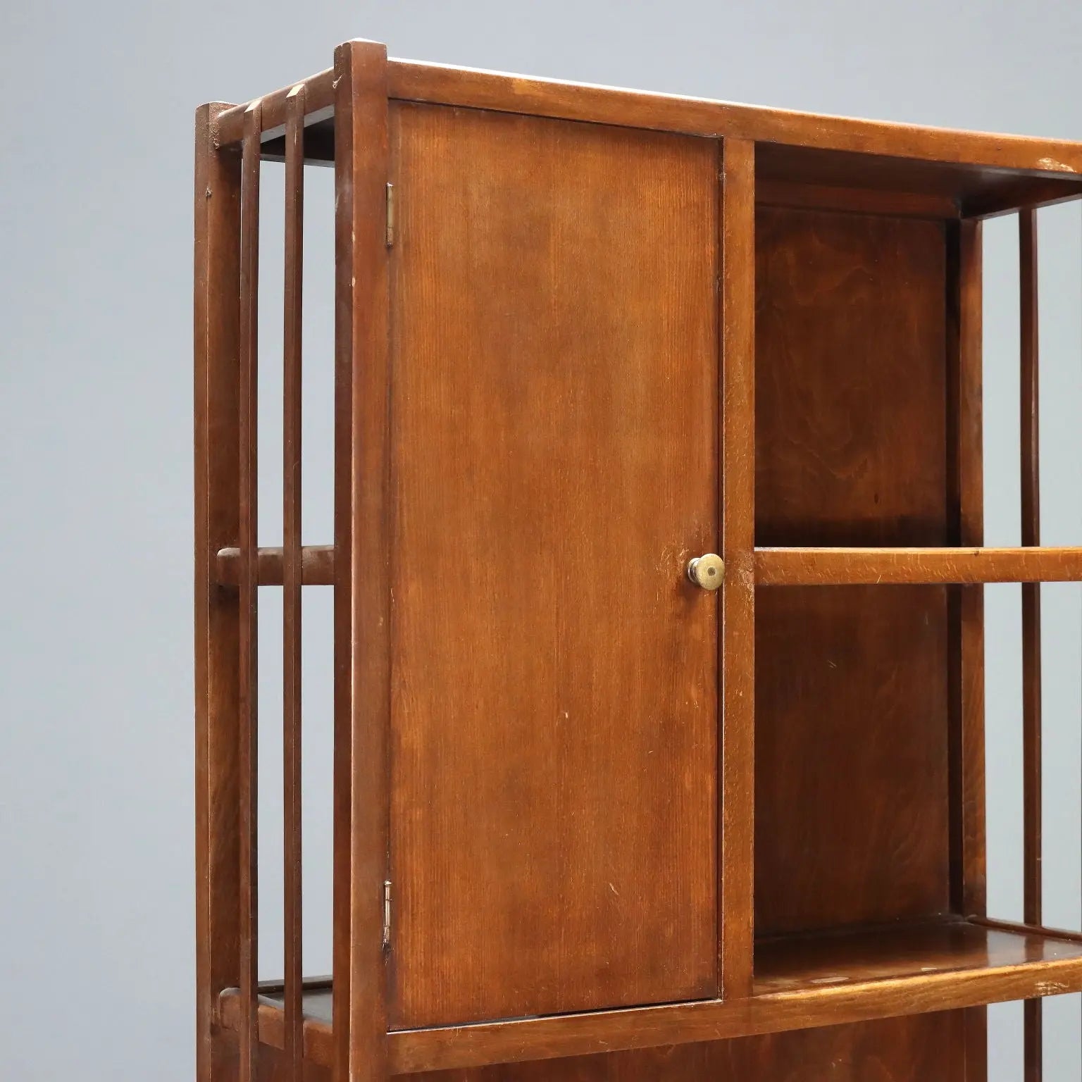 Vintage Bookcase Solid Beech Wood Poplar Design 1960s