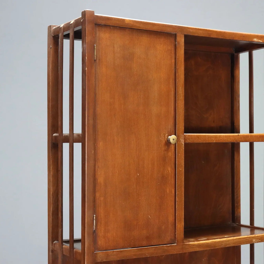 Vintage Bookcase Solid Beech Wood Poplar Design 1960s