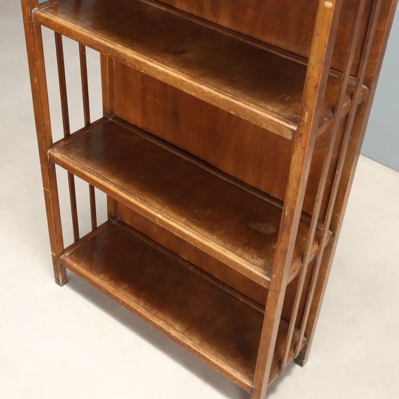 Vintage Bookcase Solid Beech Wood Poplar Design 1960s