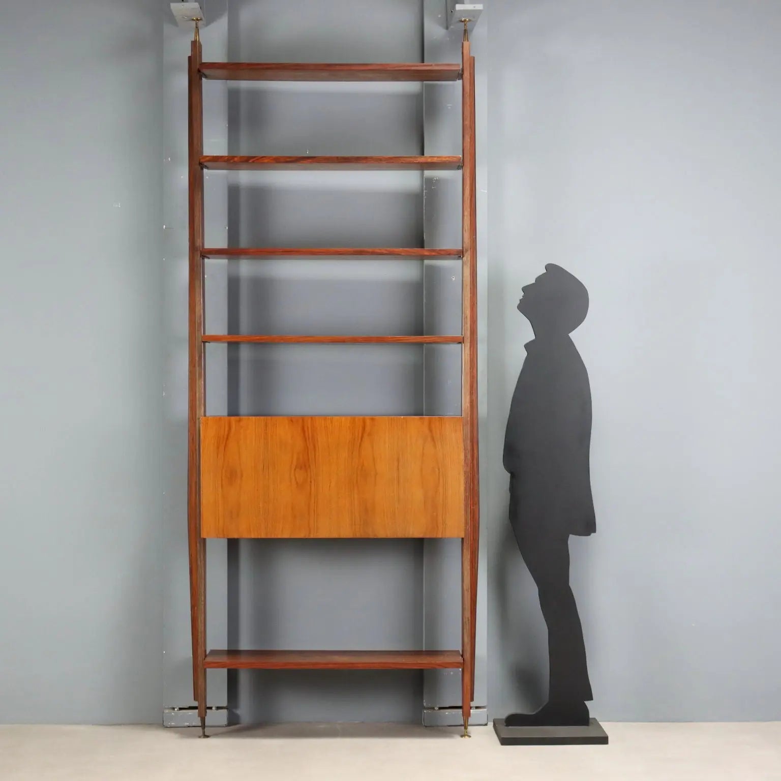 Vintage 1950s-60s Bookcase with Bar Compartment