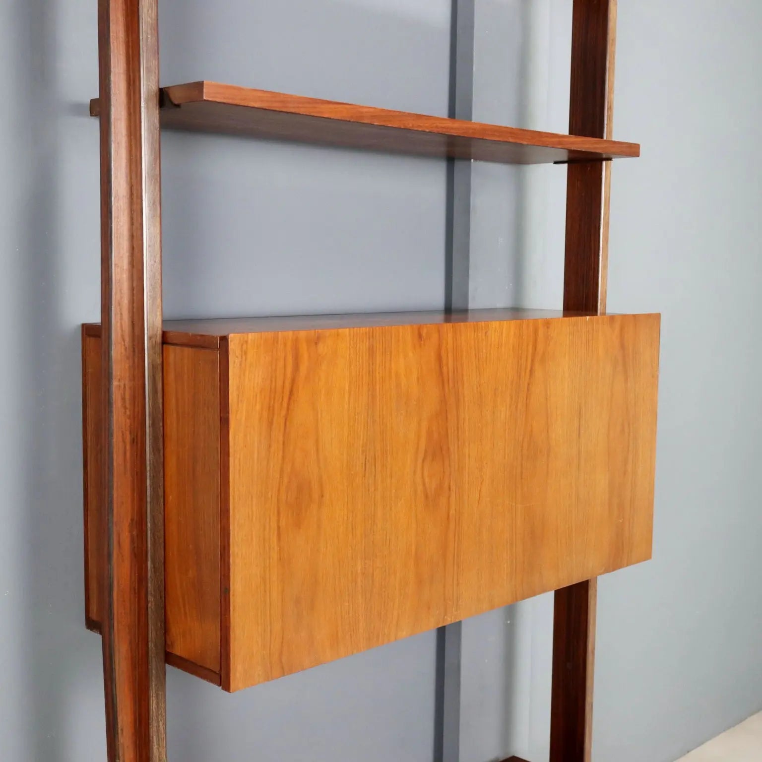 Vintage 1950s-60s Bookcase with Bar Compartment
