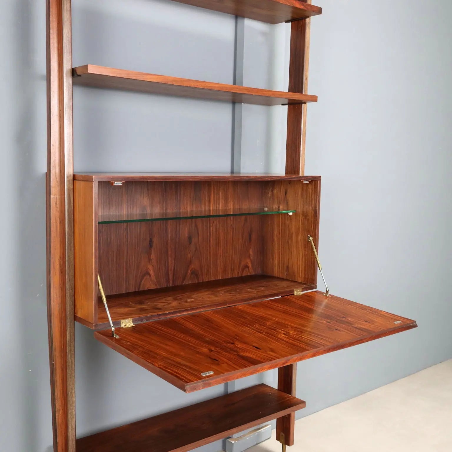 Vintage 1950s-60s Bookcase with Bar Compartment