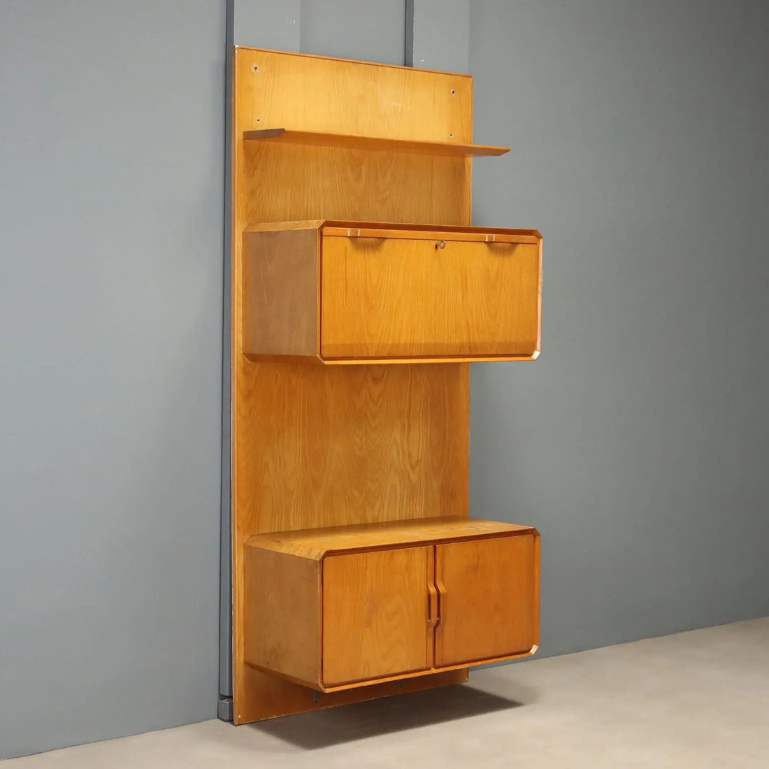 Vintage Cabinet Maple Flap Door Design Italy 1960s