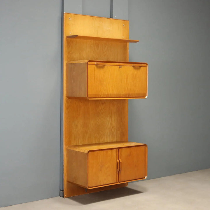 Vintage Cabinet Maple Flap Door Design Italy 1960s