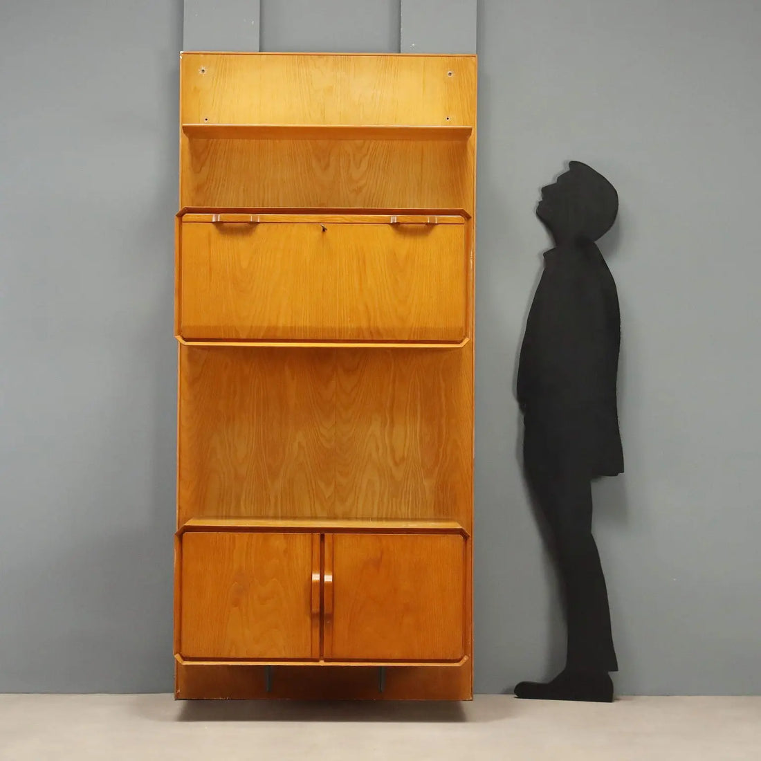 Vintage Cabinet Maple Flap Door Design Italy 1960s