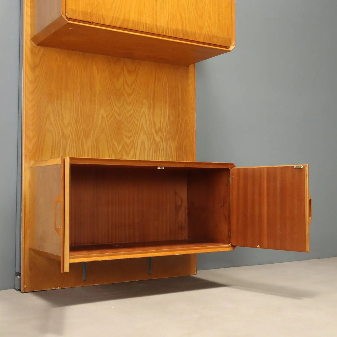 Vintage Cabinet Maple Flap Door Design Italy 1960s