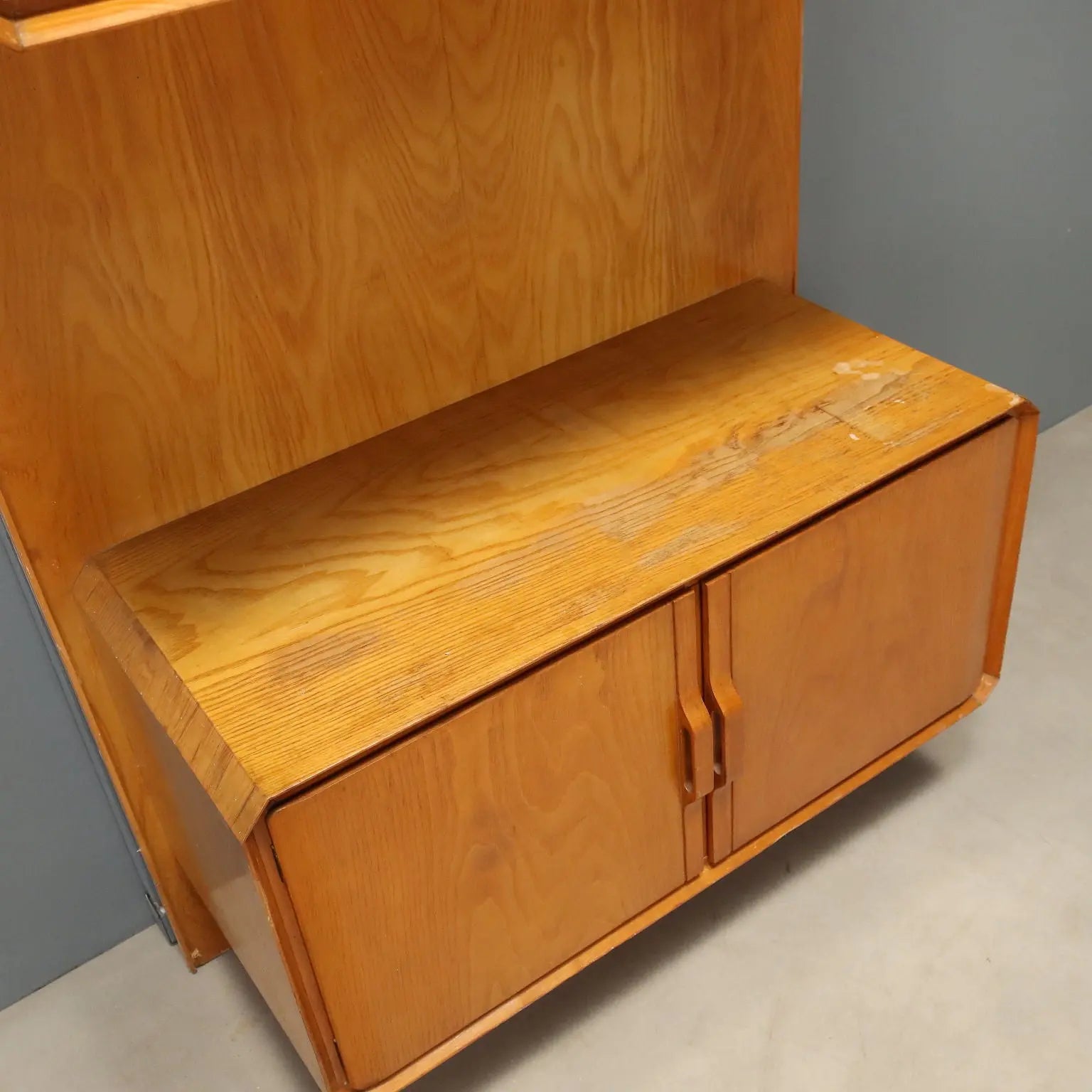 Vintage Cabinet Maple Flap Door Design Italy 1960s